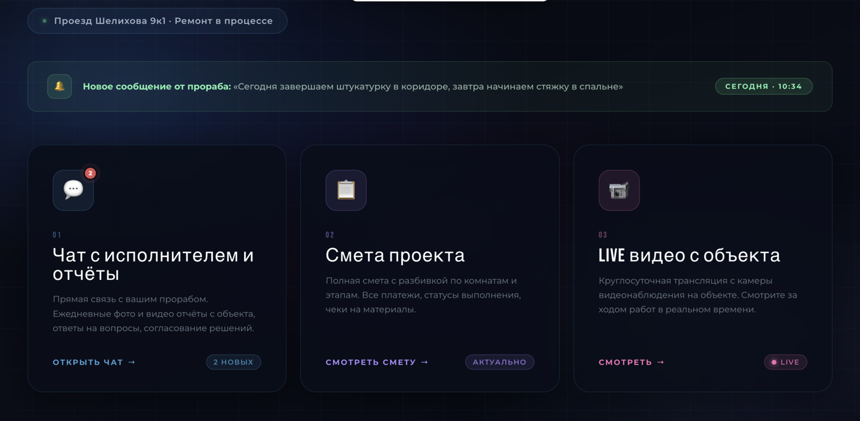 Личный кабинет — главная