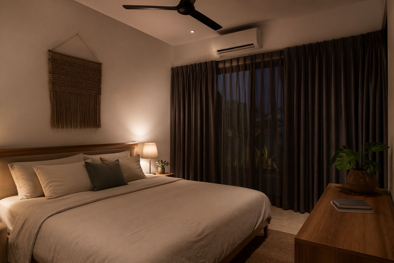 Kamar tidur sejuk dan tenang untuk tidur malam lebih nyenyak