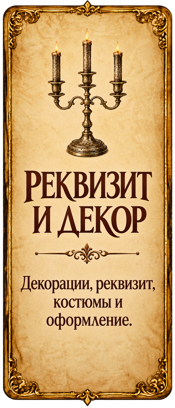 Реквизит и декор. Декорации, реквизит, костюмы и оформление.