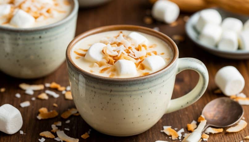 Белый горячий шоколад с кокосовой стружкой