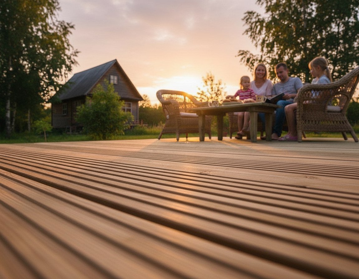 Террасная доска Каменное Дерево на террасе загородного дома