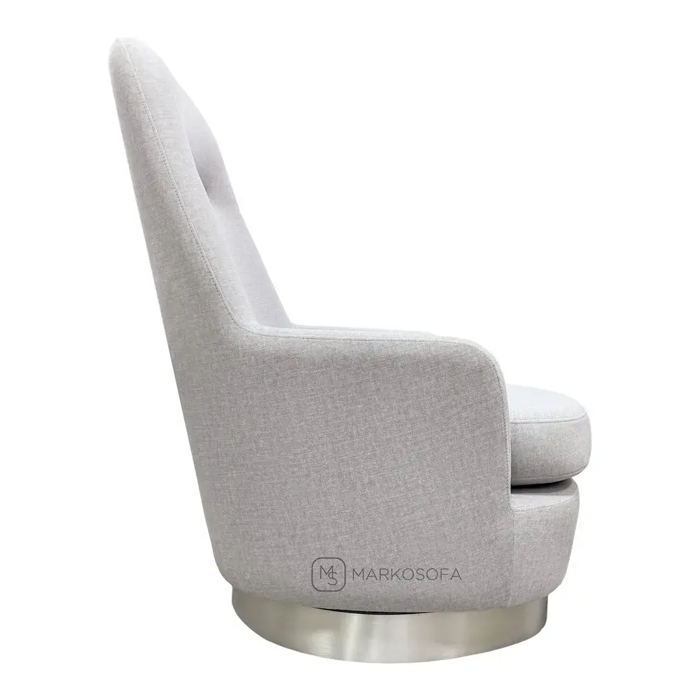 Реплика кресла Жак Бержер от Минотти (Jacques Bergere Minotti) на заказ в обивке из серого велюра с поворотным механизмом