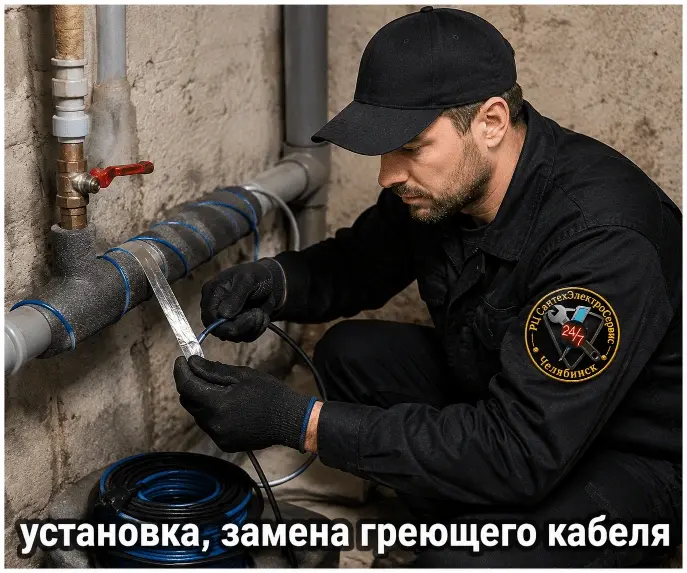 монтаж греющего кабеля, замена греющего кабеля
