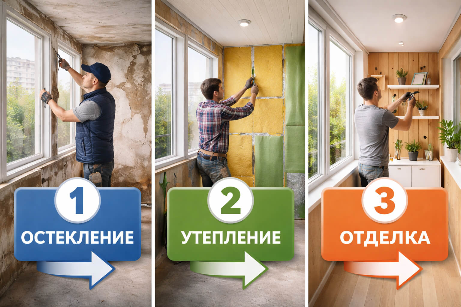 Правильный порядок работ на балконе: остекление, утепление и отделка