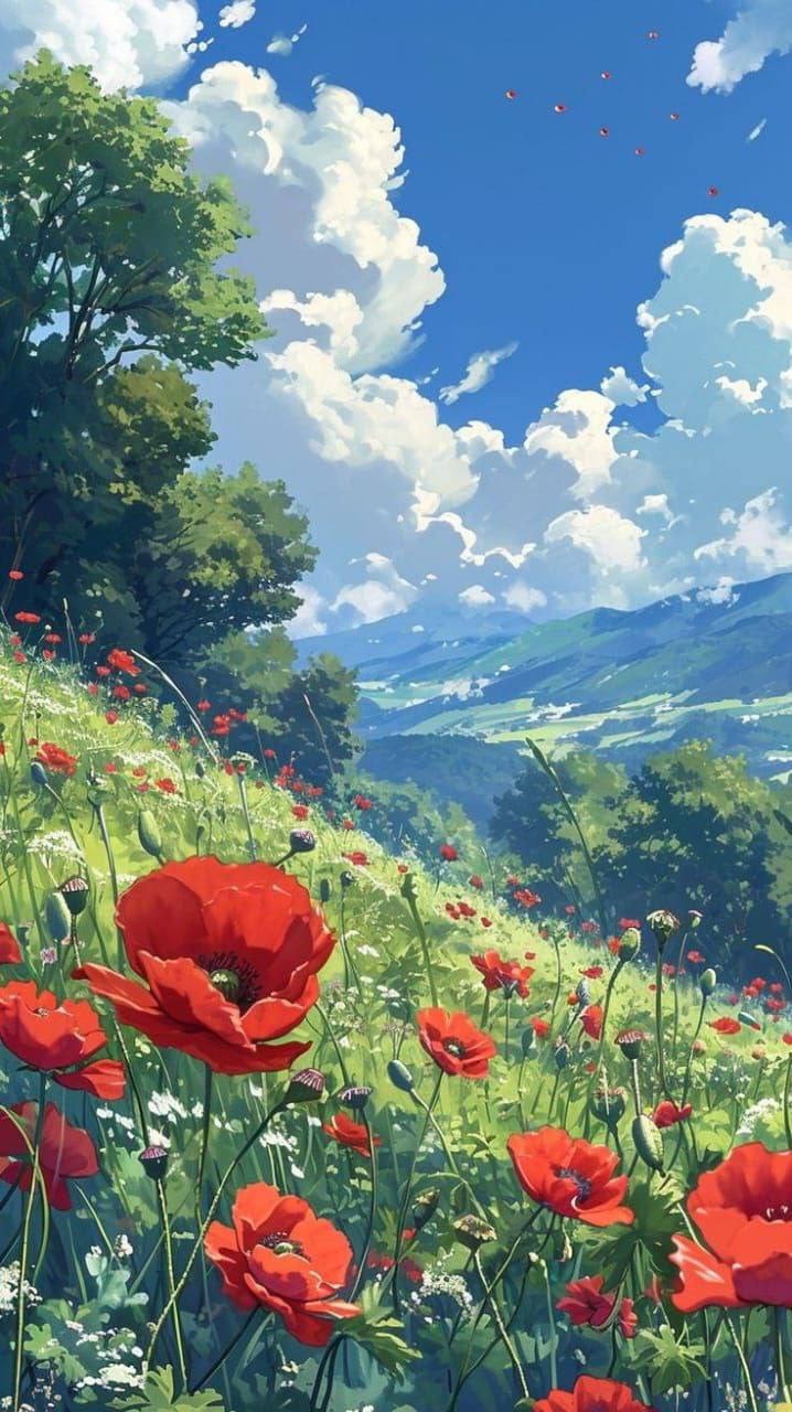 Пионы на лугу — яркие краски