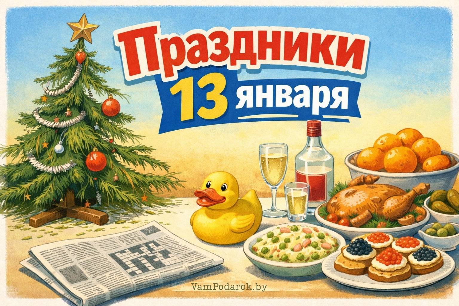 Праздники 13 января 2026 года – открытки и картинки