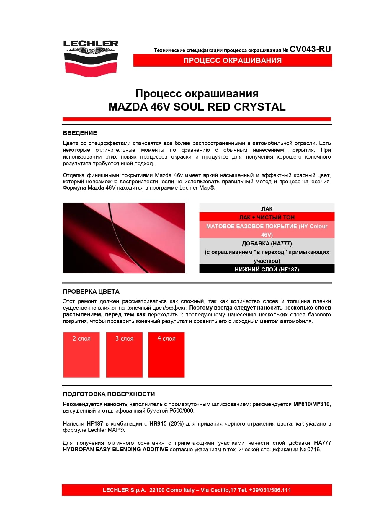 Процесс окрашивания MAZDA 46V SOUL RED CRYSTAL, часть 1