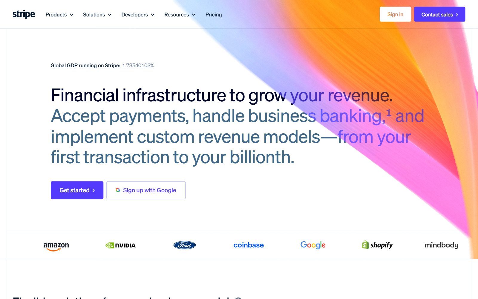 Stripe homepage screenshot (October 2026)