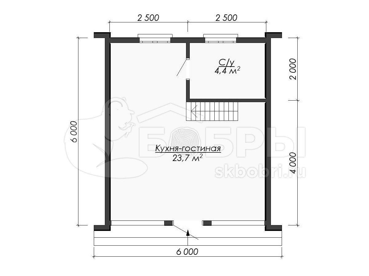 План брусового дома 6х4