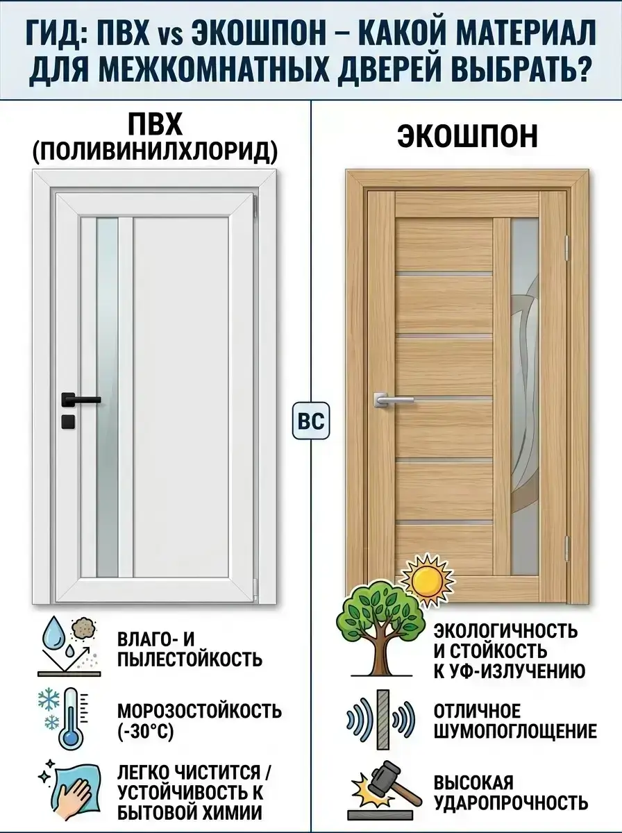 Двери из ПВХ и экошпона