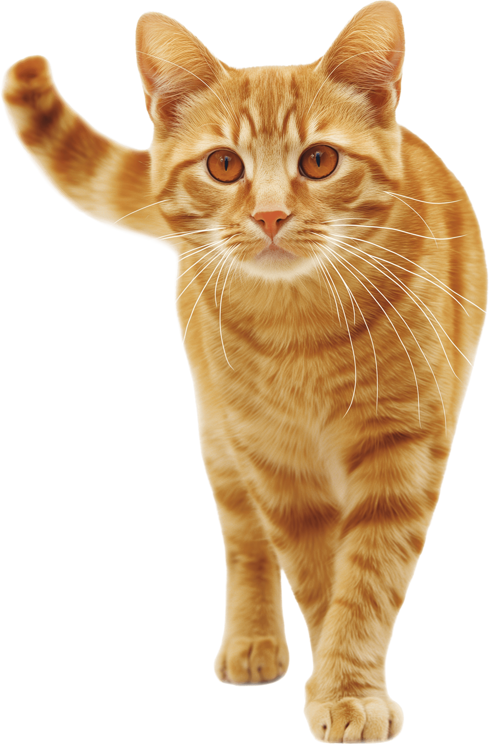 рыжий кот идет на зрителя