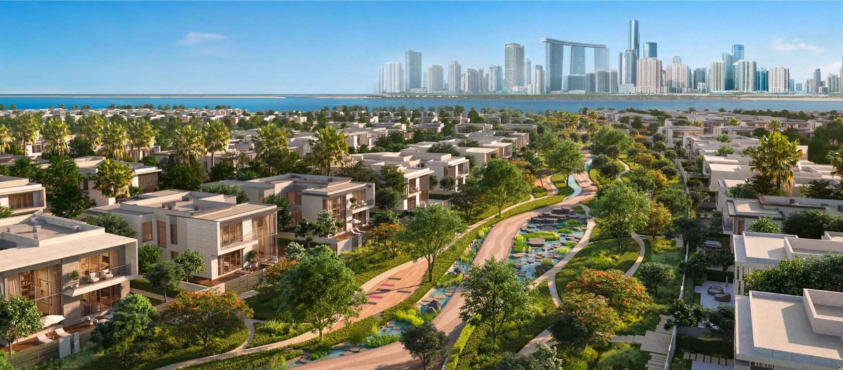 Talay villas at Marsa Al Saadiyat with the Abu Dhabi skyline
