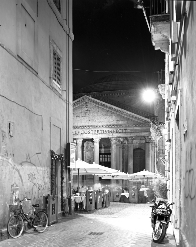 Pantheon at night. Rome. 2006. BW Negative 4×5 inch.