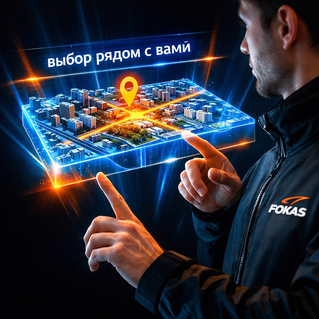 интерфейс 2ГИС с карточкой компании на большом экране в современном офисе