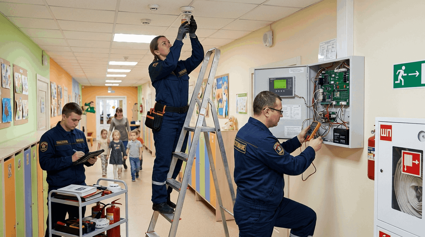 Инженерное обслуживание систем пожарной безопасности в учреждении Ф1.1