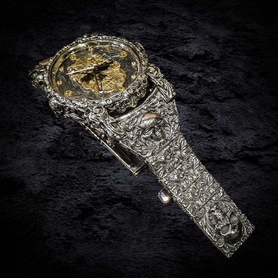 серебряные массивные часы, мужские серебряные часы, элитные часы.