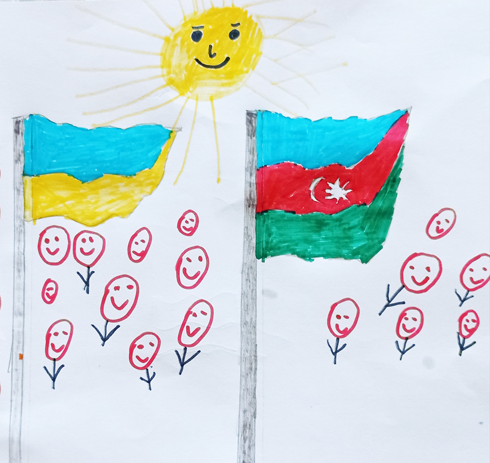 Дадаш - Закінчити війну! Нехай сміються усі діти світу! - малюнок конкурсу дитячої творчості в Баку - Азербайджан
