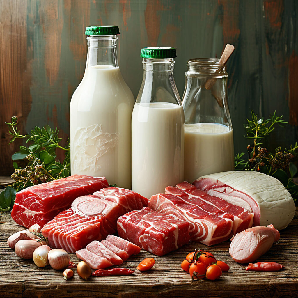 Таурин содержится в продуктах животного происхождения, таких как молочные продукты, мясо и рыба