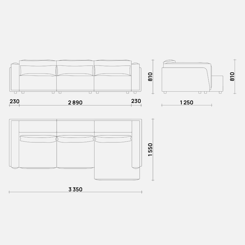 Современный угловой диван Ford от Simple Form — стильный и комфортный серый диван для гостиной