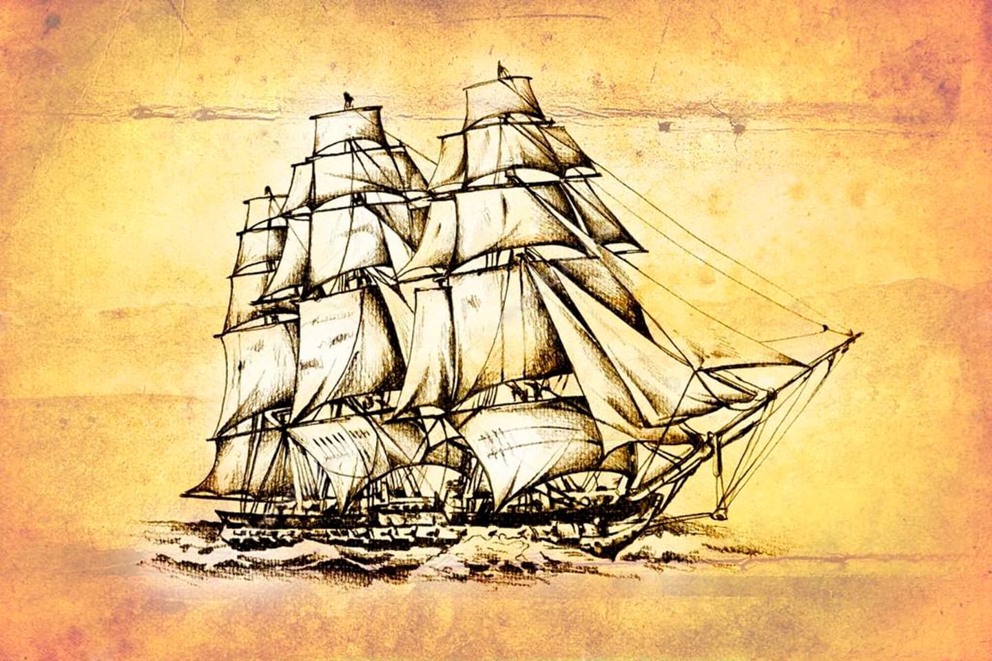 Винтажные Графика старинного корабля