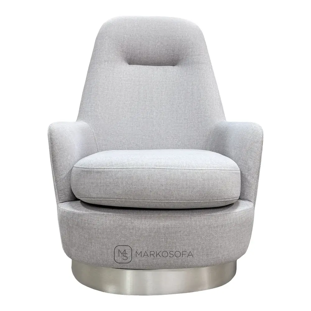 Реплика кресла Жак Бержер от Минотти (Jacques Bergere Minotti) на заказ в обивке из серого велюра с поворотным механизмом