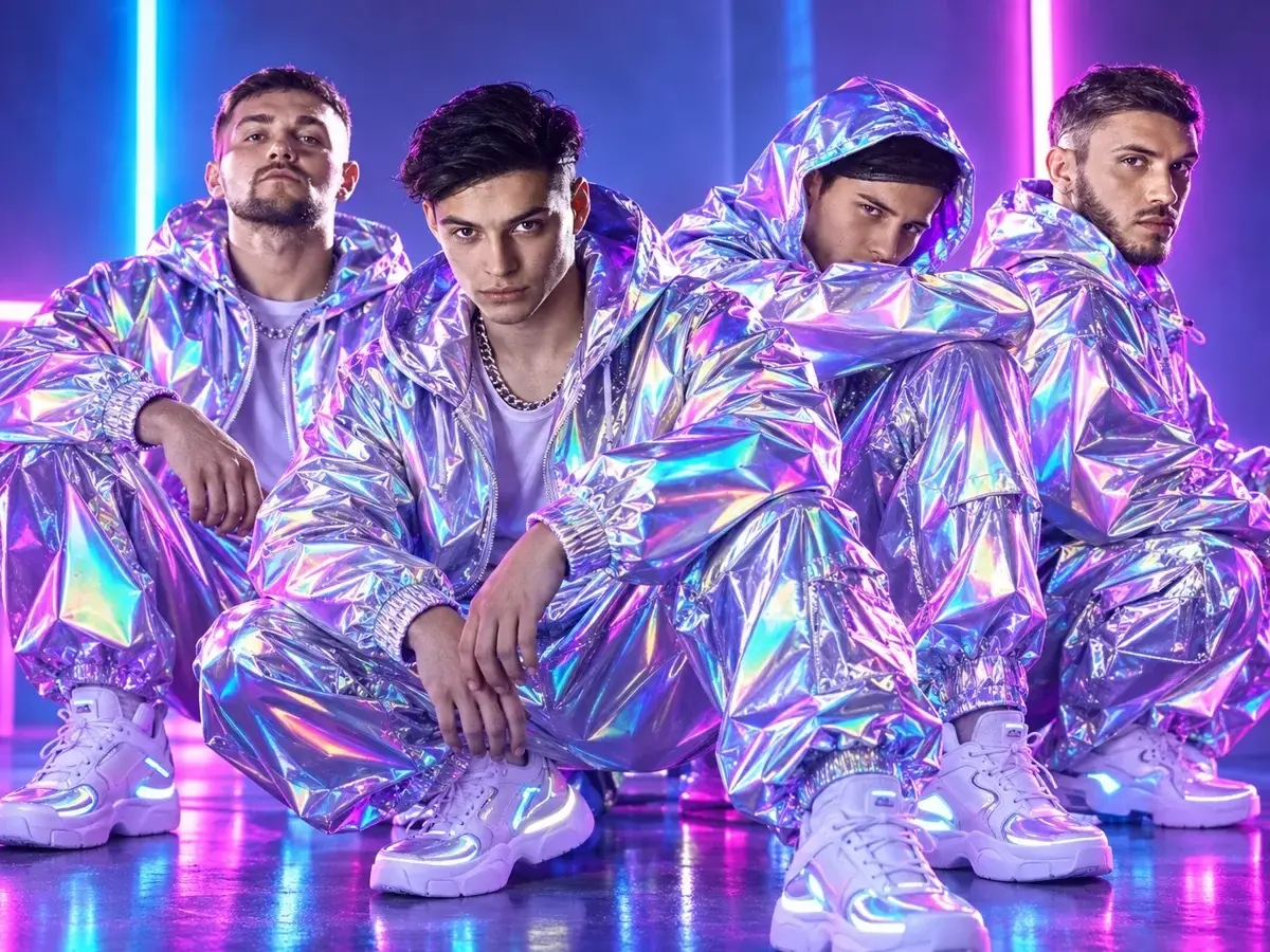 Танцоры BOYS в голографических костюмах