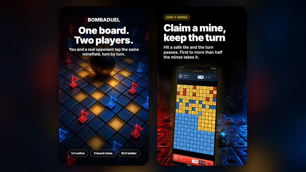 BombaDuel, a two-player Minesweeper Flags duel for Android and iPhone