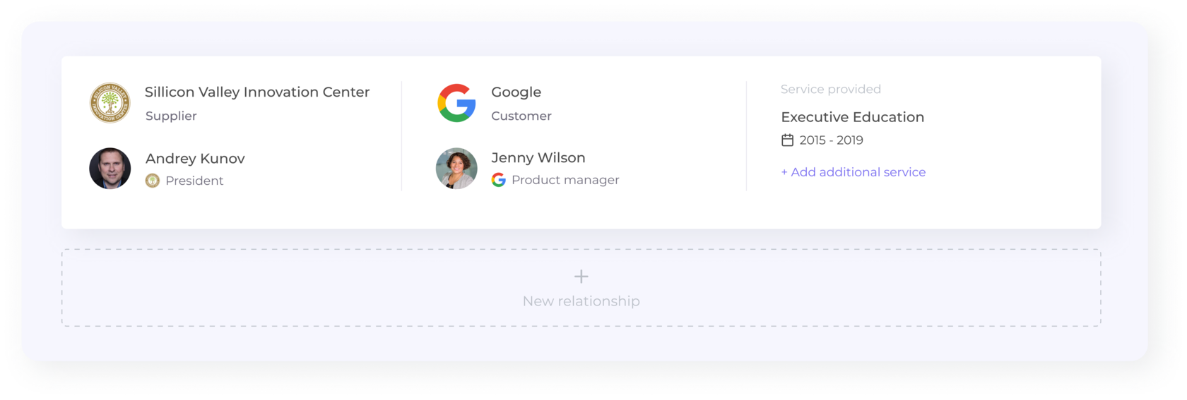 Add your first business relationship and verify it
