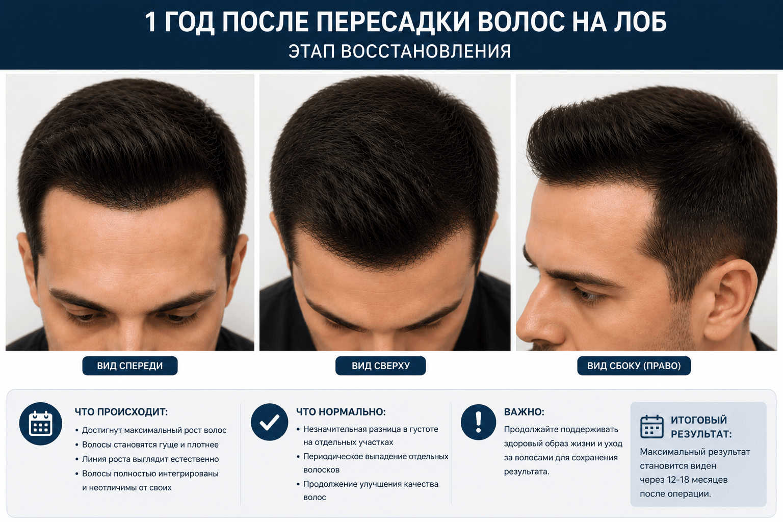 восстановление после пересадки волос на лоб год