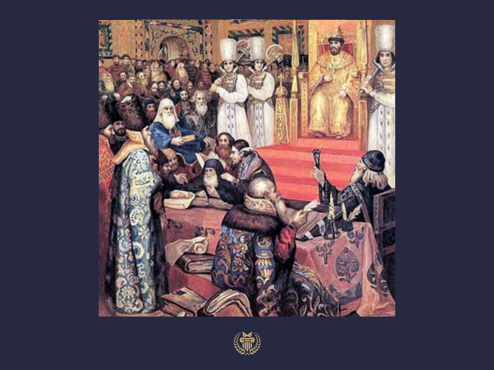 царь Алексей Михайлович с боярами в думе