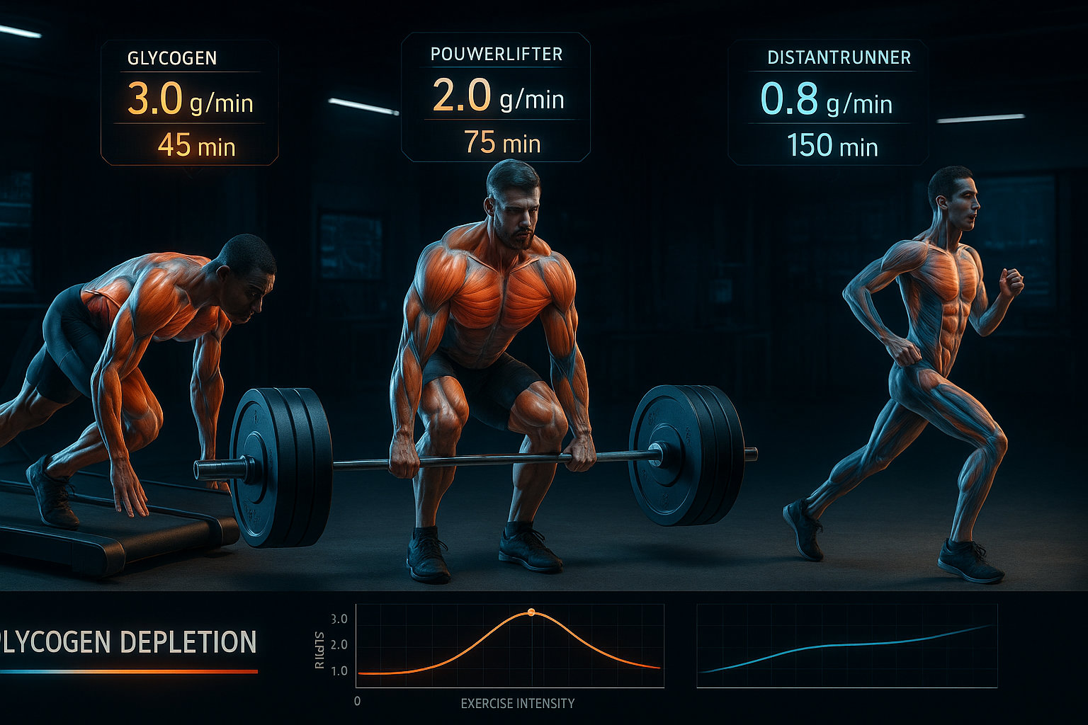  Скорость расхода гликогена при разных типах нагрузок