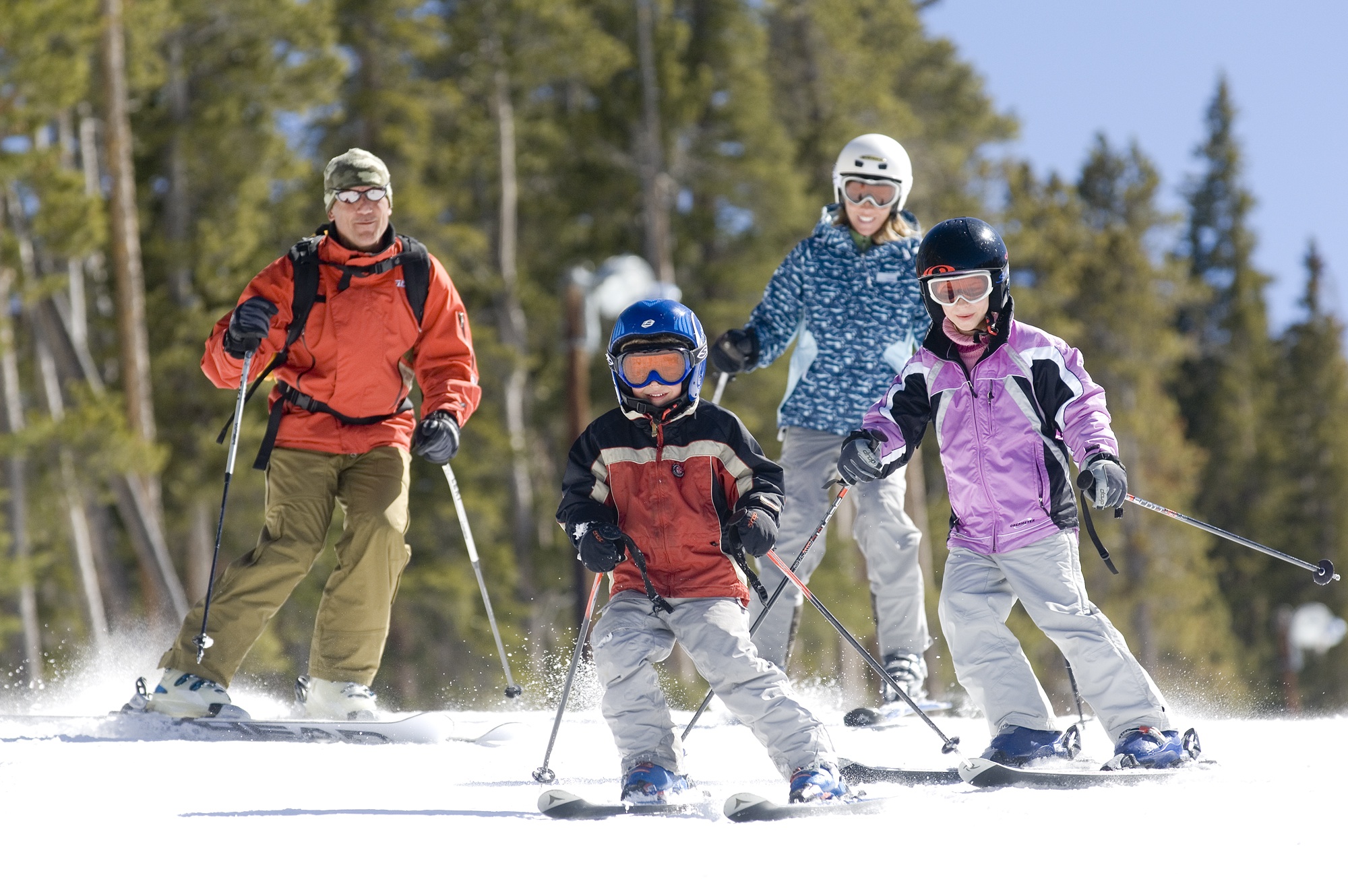 Опишите фотографию увлечение семья на лыжах