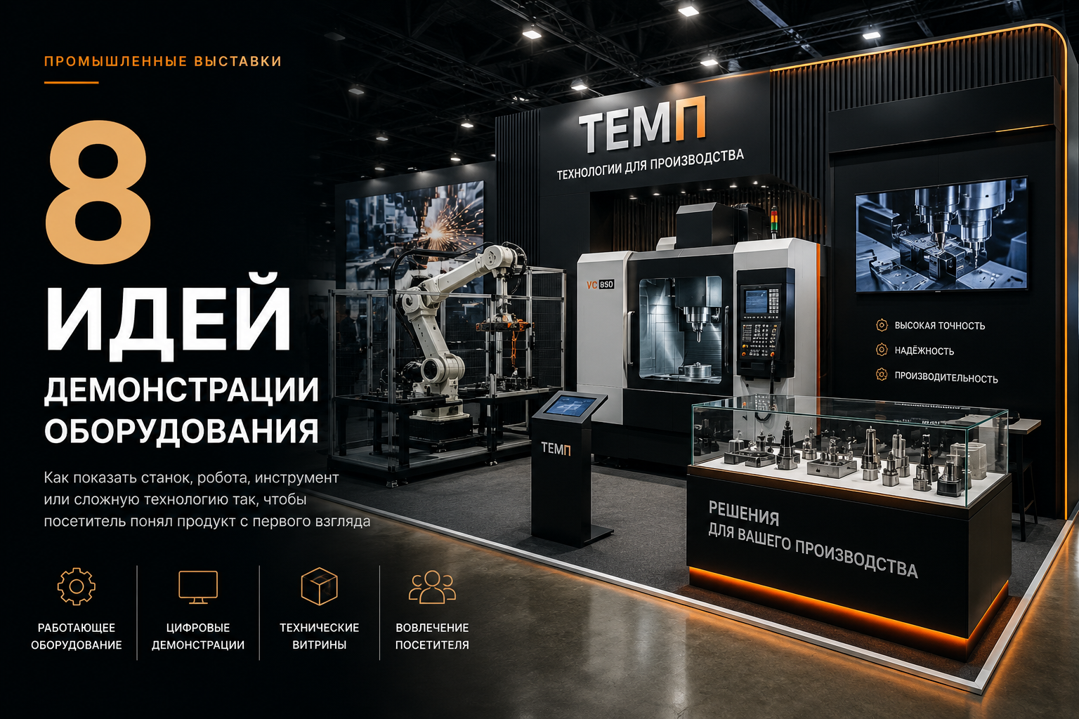 Демонстрация промышленного оборудования на выставочном стенде