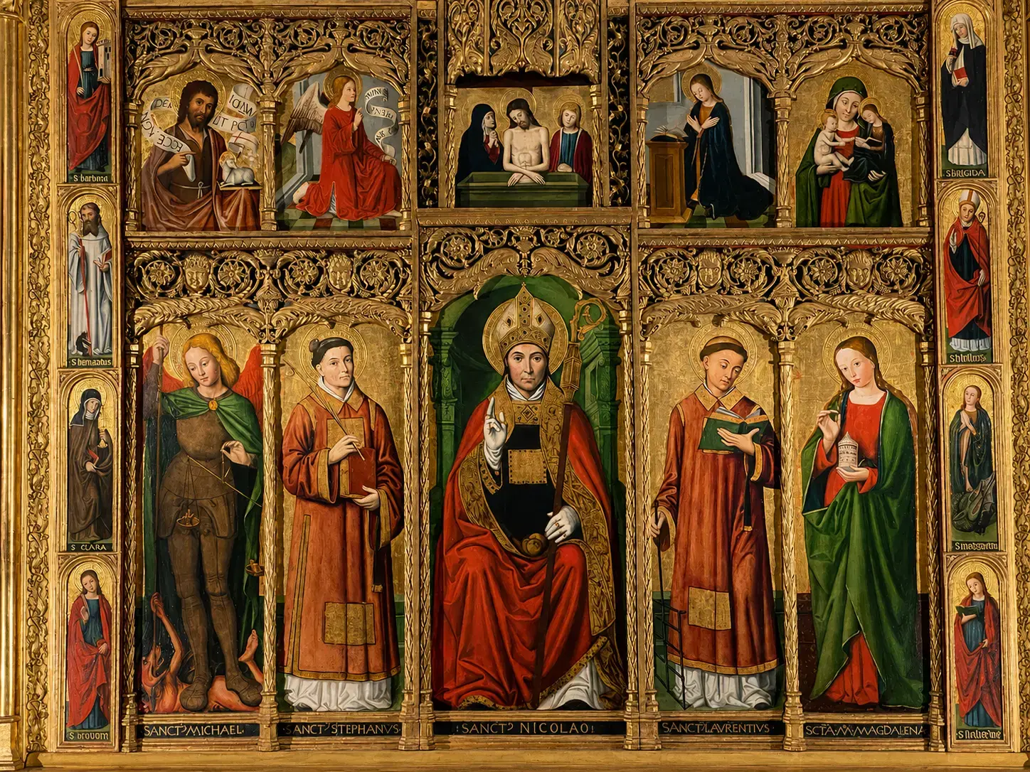 Louis Brea Saint Nicholas altarpiece with saints inside Monaco Cathedral