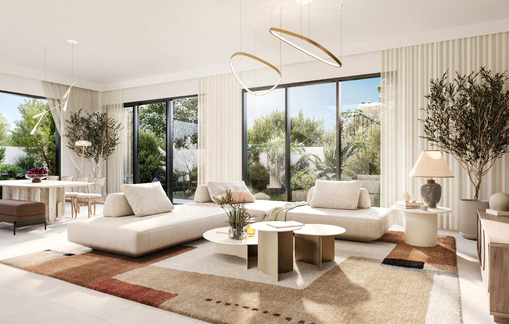 Golf Lane villa interior render in living room