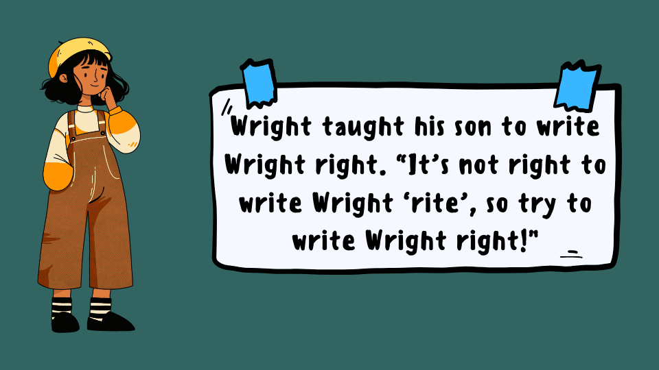 Wright taught his son to write Wright right — скороговорка для отработки согласных звуков [r] и [w]