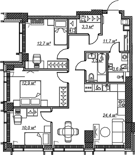 4-комн квартира