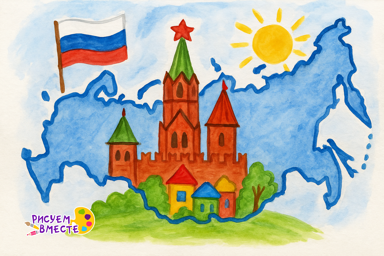 Что можно нарисовать на тему &amp;quot;Россия&amp;quot;. Как нарисовать Россия, как нарисовать Родину. Идеи для рисунка России для детей.