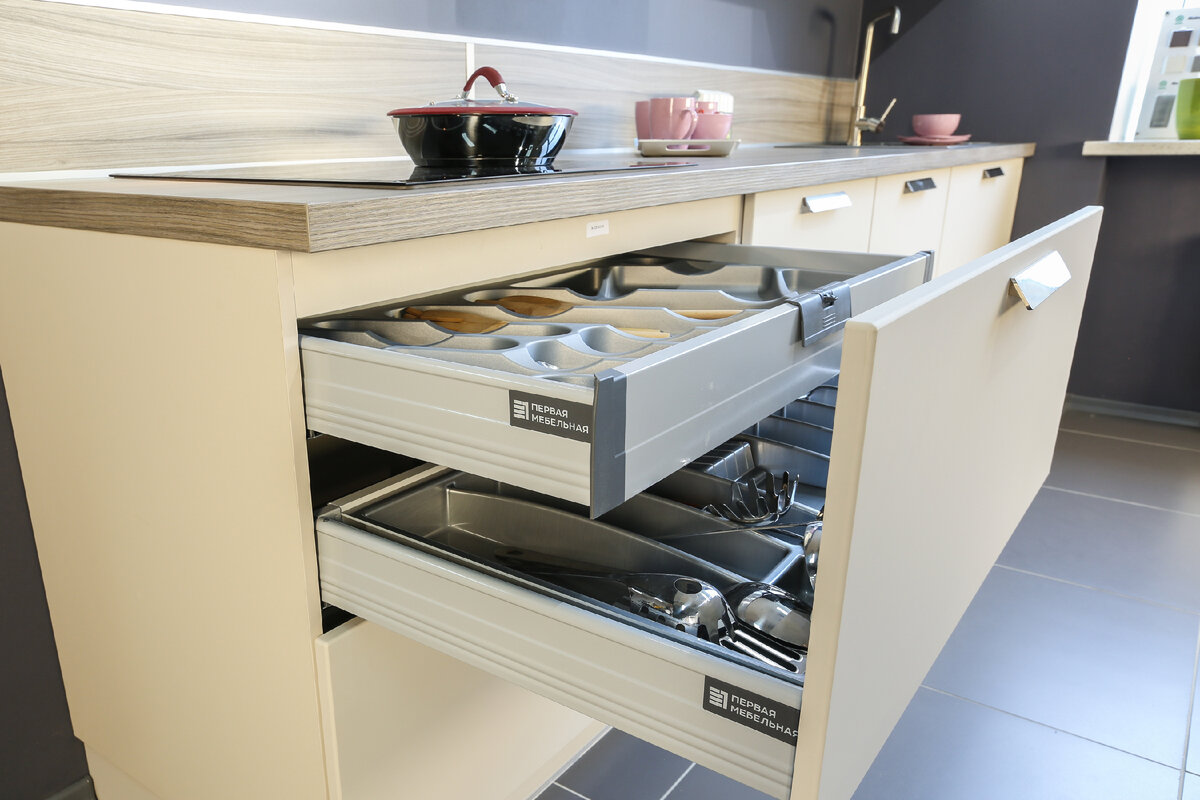 Двойной ящик. Кухня ДУЭТ (МДФ+ПВХ). Фото в салоне