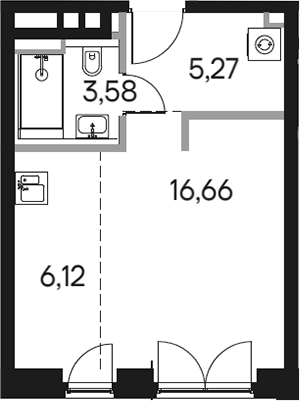 Студия 31,63 м²
