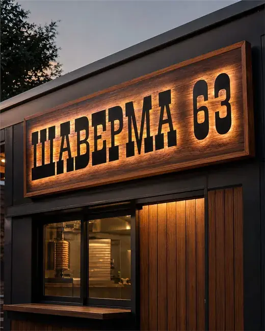 Наружная световая вывеска Шаверма 63