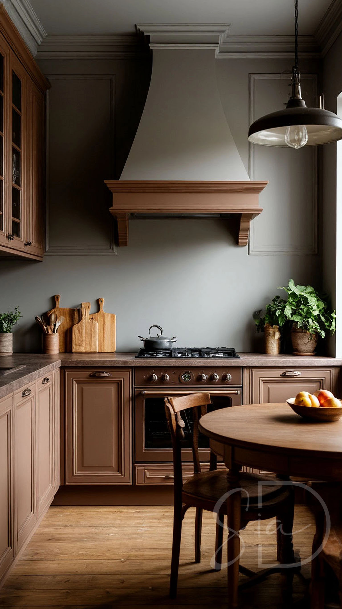 Мебель на заказ от SIA Design в интерьере кухни с фасадами цвета туман