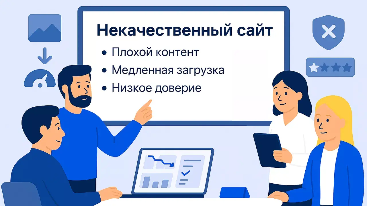 Специалисты маркетингового агентства Метриум разбирают причины низкокачественного сайта