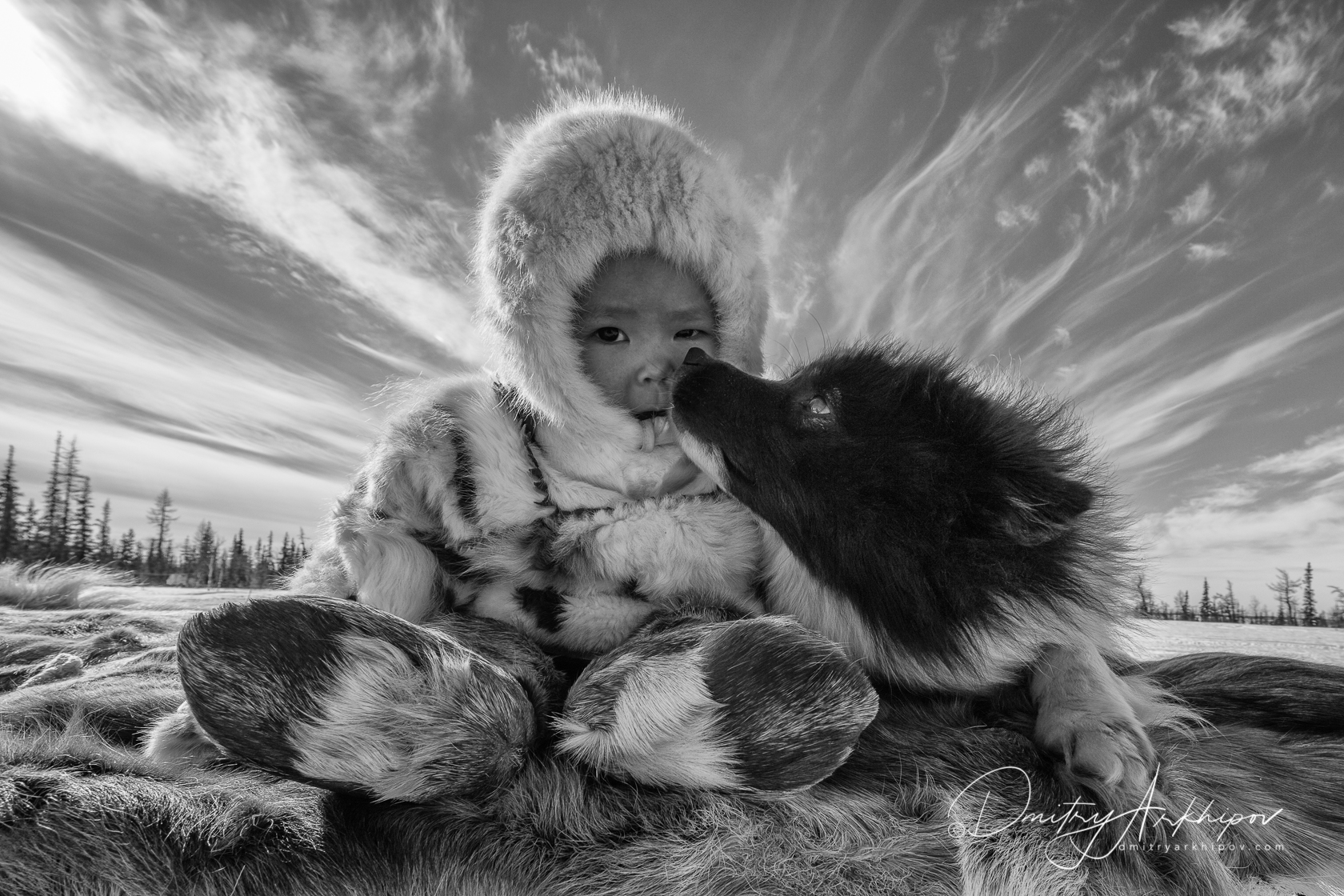 Yamal expedition. The boy with the dog