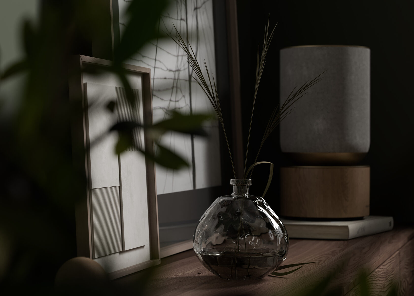 Close atmospheric view of the vase