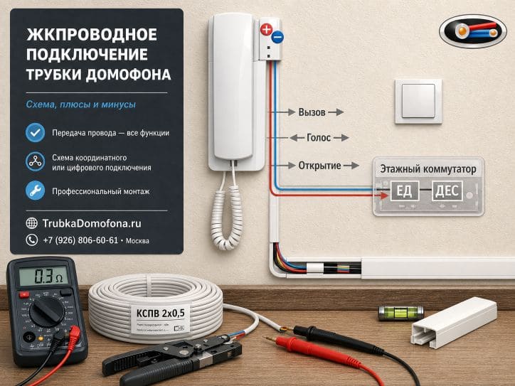 Двухпроводное подключение трубки домофона — схема плюсы и минусы