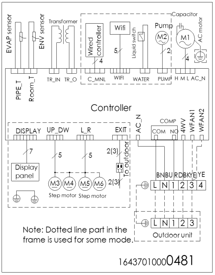 Схема подключения внутреннего блока Dahatsu DHP/DHV