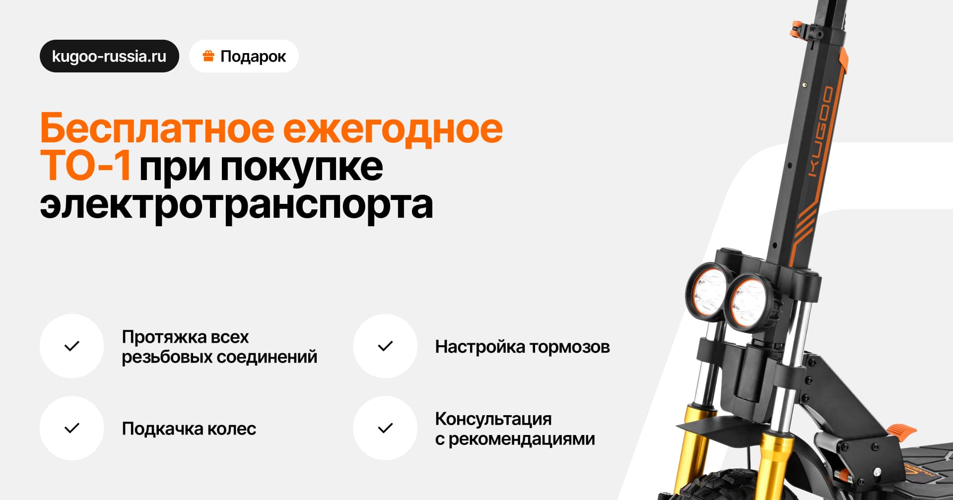 Бесплатное ежегодное ТО‑1 при покупке электротранспорта