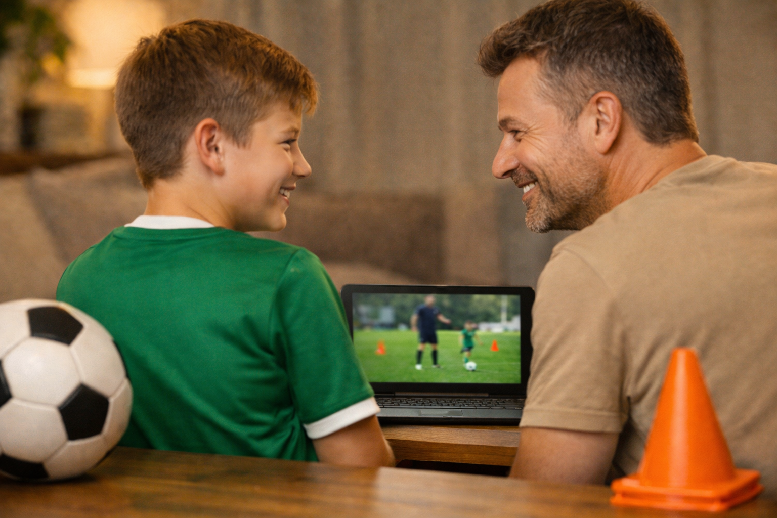 Родитель помогает ребёнку с тренировкой