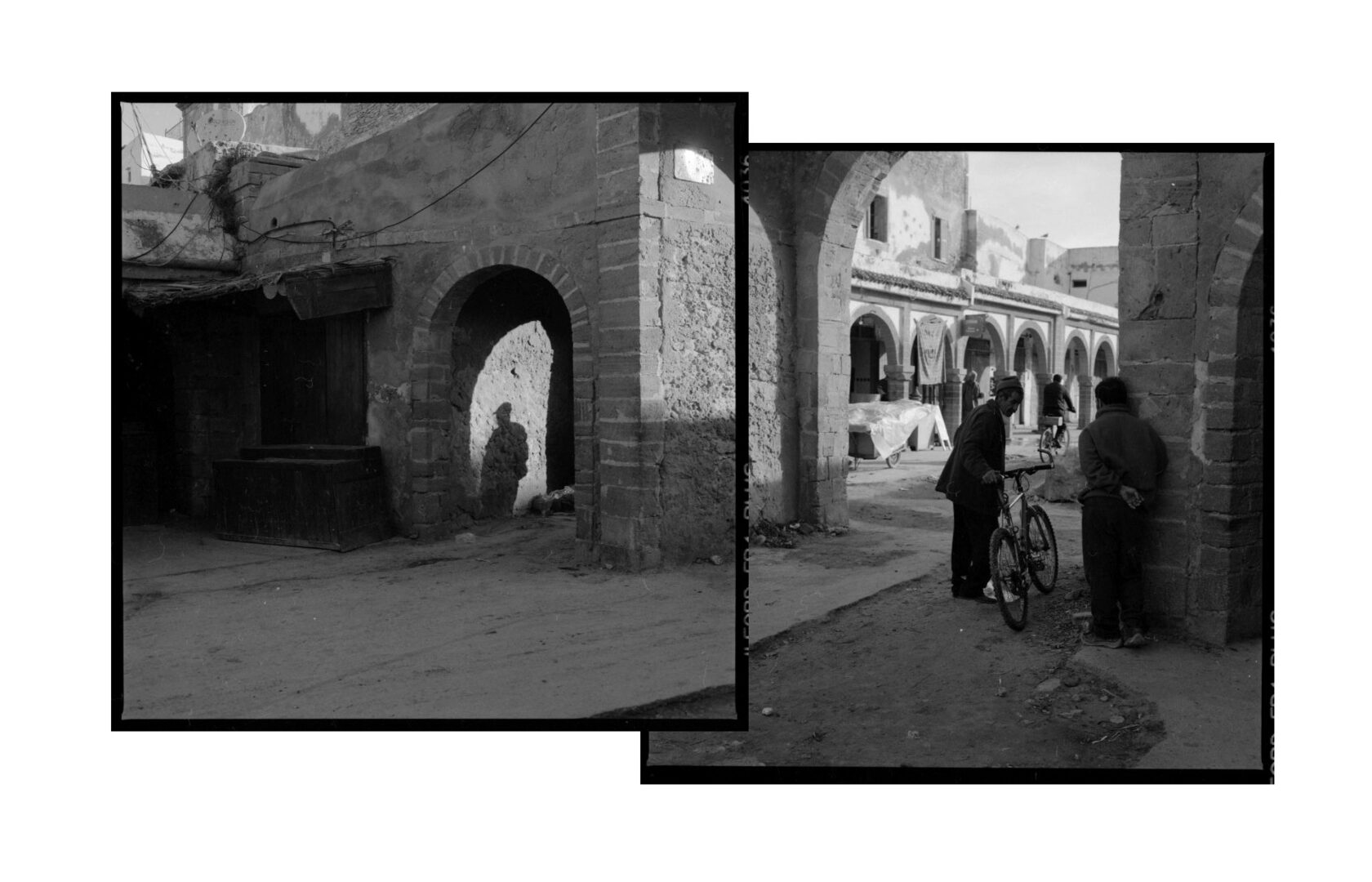  An arch in the medina on a shopping street. Essaouira. Marocco. BW negative 6x6